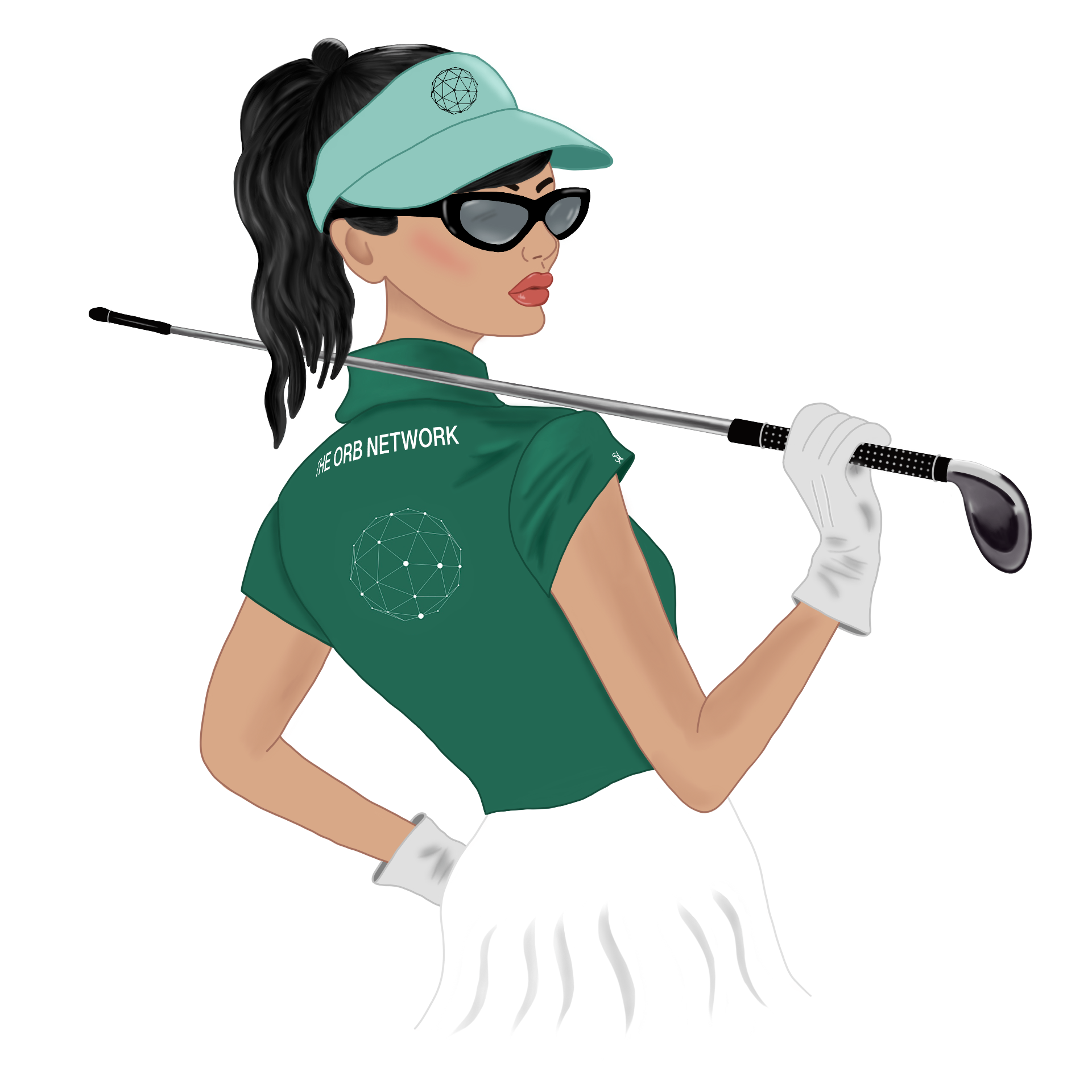 The ORB Network Foundation Golf Gal mascot